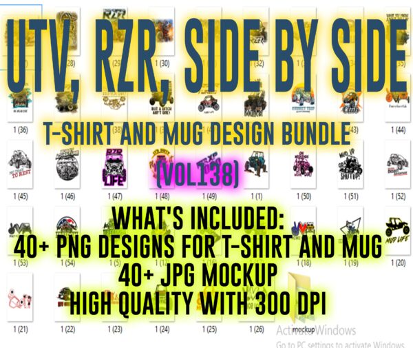 UTV, RZR, SIDE BY SIDE T-SHIRT AND MUG DESIGN BUNDLE  (VOL138)