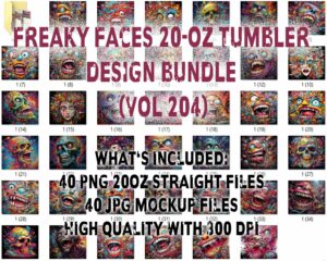 FREAKY FACES 20-OZ TUMBLER DESIGN BUNDLE (VOL 204)