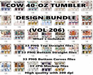 COW 40-OZ TUMBLER DESIGN BUNDLE (VOL 206)