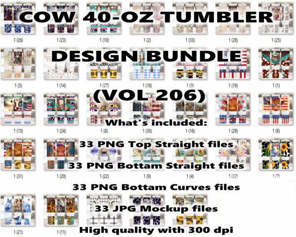 COW 40-OZ TUMBLER DESIGN BUNDLE (VOL 206)