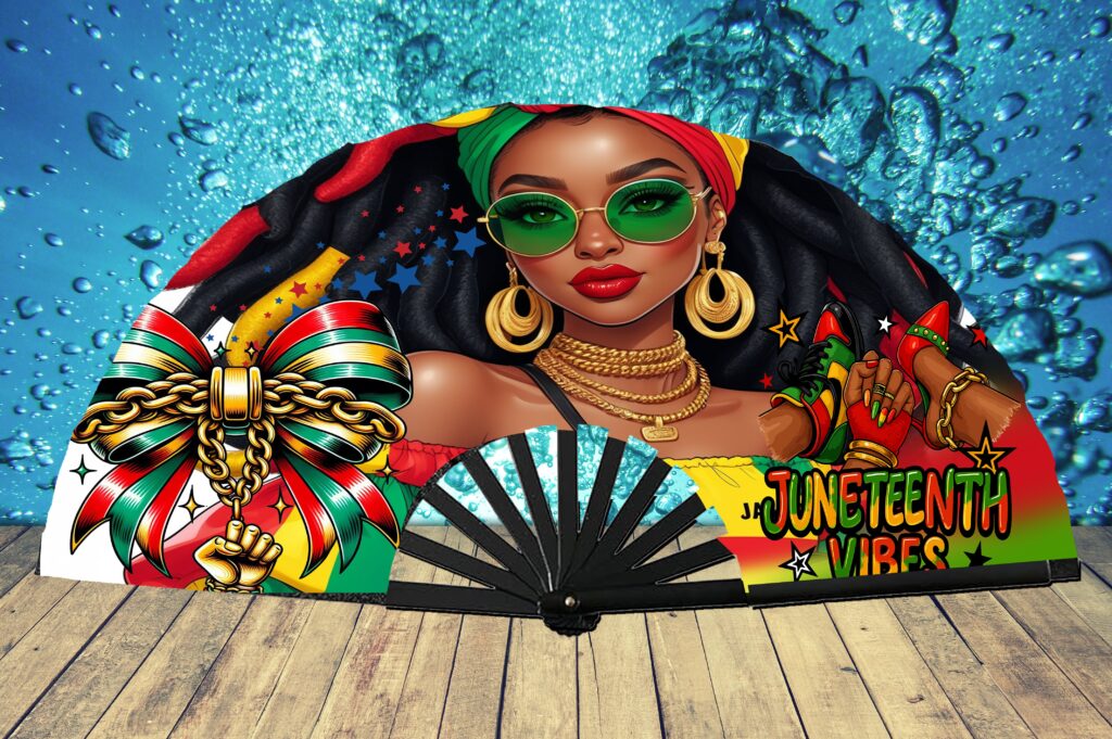 Juneteenth Clack Fan DESIGN PNG FILE – Queen Glow