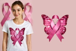 FREE Pink Glitter Ribbon Butterfly PNG