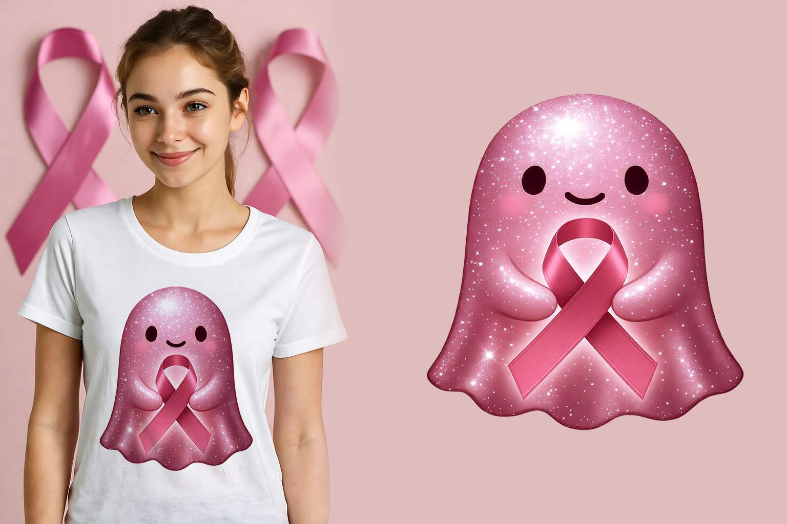 FREE Pink Glitter Witch Hat Awareness PNG