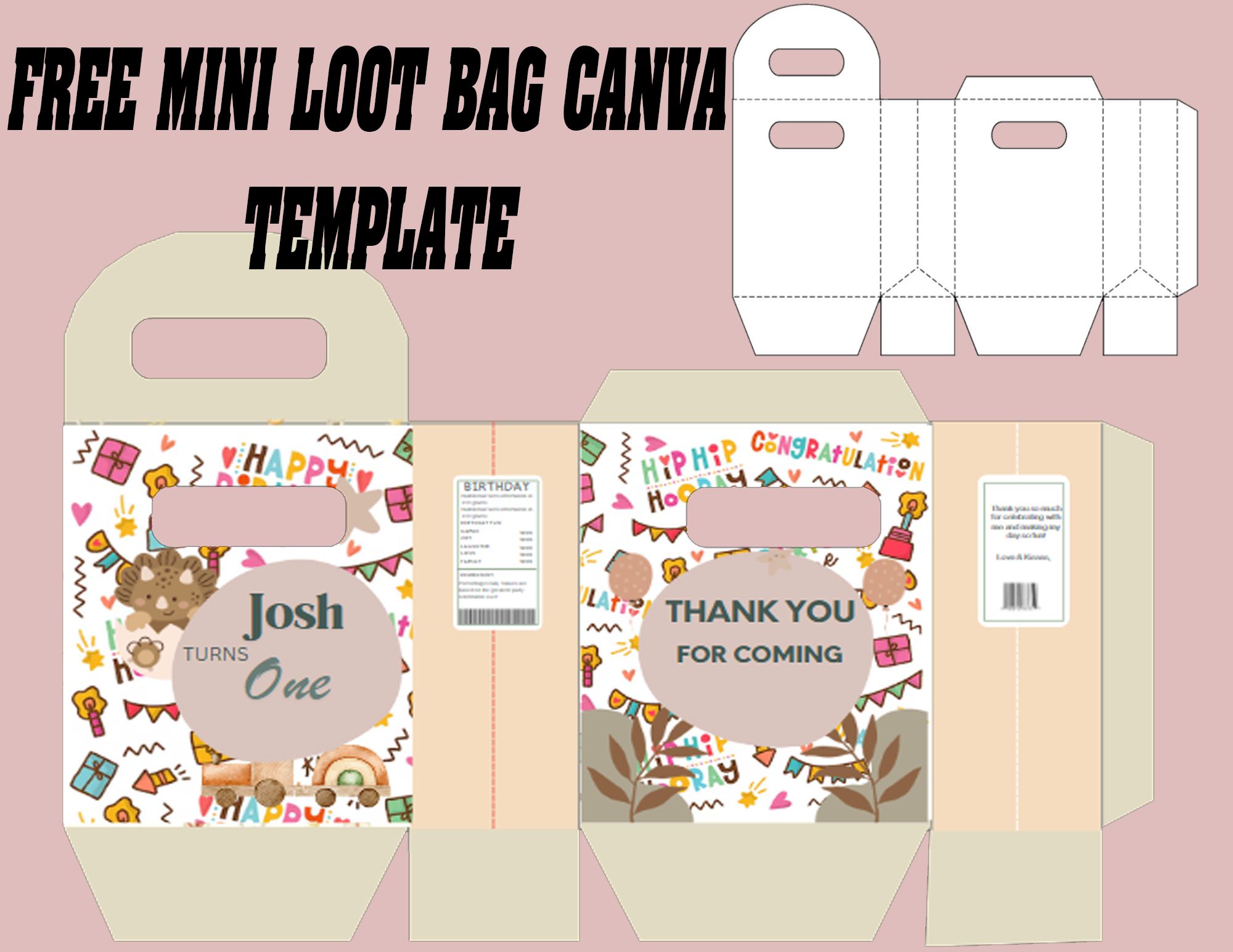 Free Mini Loot Bag Canva Template – Editable & Printable Party Favor Bag