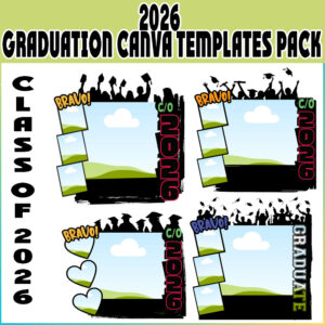 Senior Graduation Canva Templates Bundle (4 Designs)